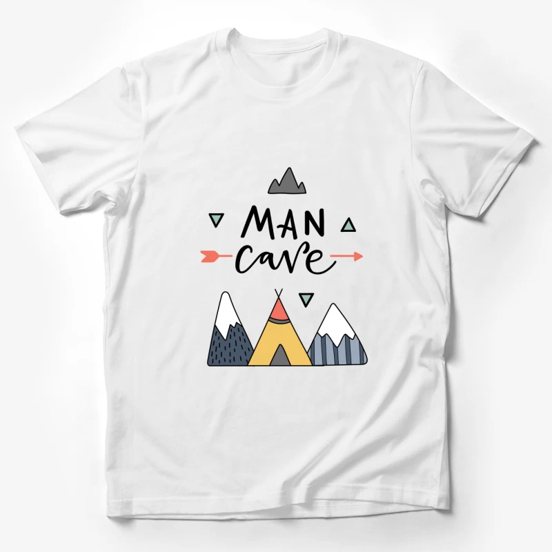 Tente et Montagnes avec Flèche et Texte Homme T-Shirt
