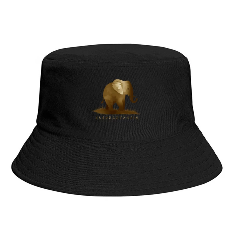 Elephantastic - Vintage Elephant Silhouette Illustration with Typography Bucket Hat