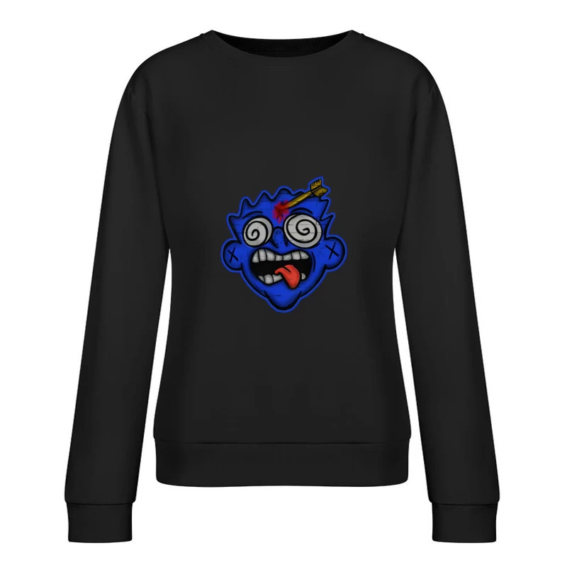 Faccia blu pazza con freccia Felpa pullover Donna