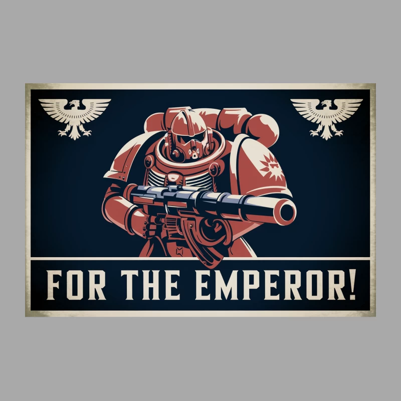 Warhammer 40k Space Marine Propaganda Poster: For the Emperor! Male Pullover Hoodie