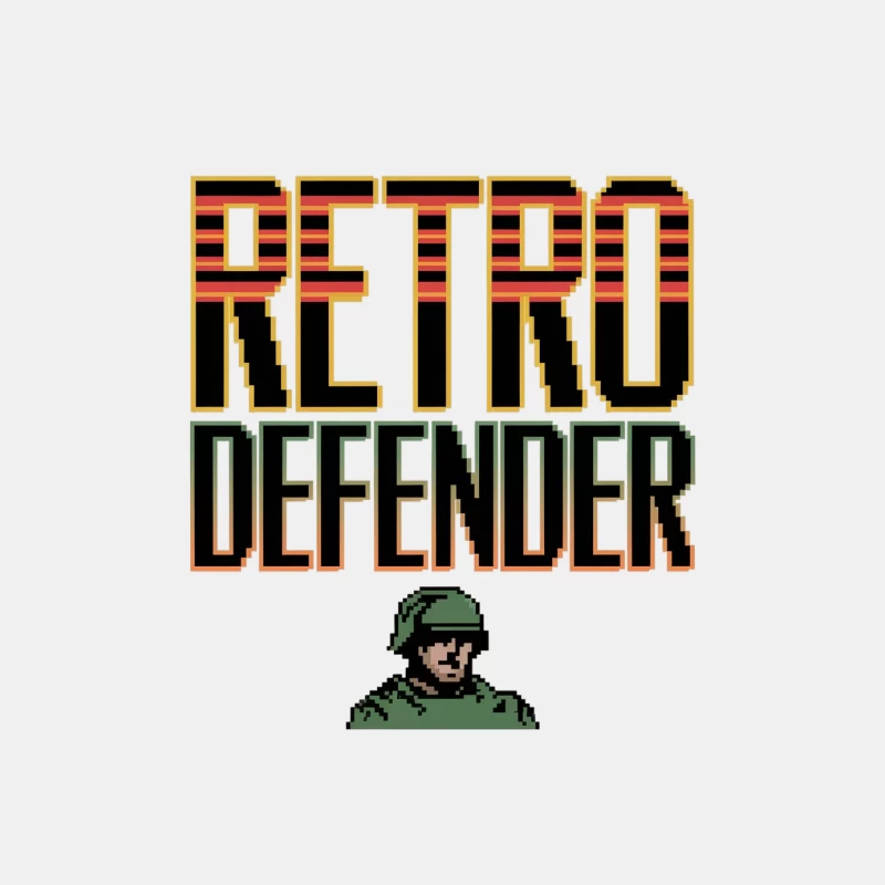 Retro Pixel Art: Defender Arcade Game with Soldier Male Tank Top