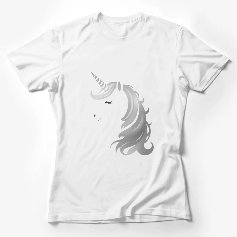 Minimalist Grayscale Unicorn Fantasy Illustration Female T-Shirt