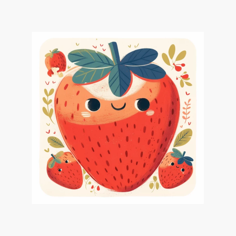 Adorable Kawaii Strawberry Family Illustration Cotton Tote Bag