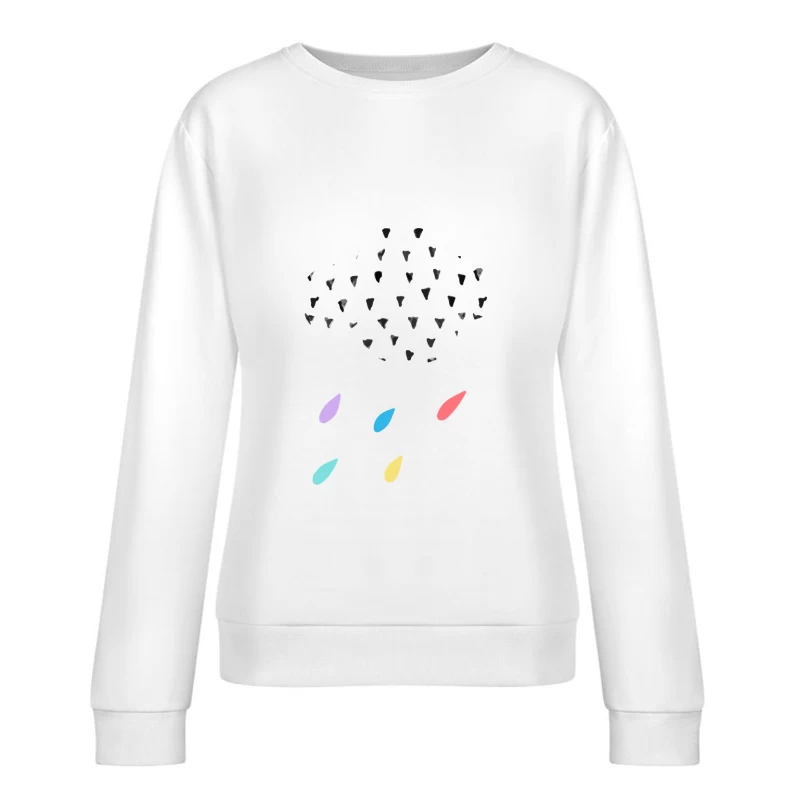 Pluie de couleurs sous un nuage pointillé Femme Sweat-shirt à enfiler