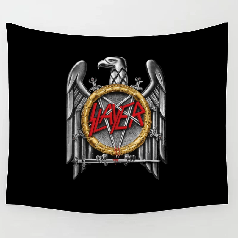 Slayer Metal Band Eagle Emblem with Crossed Swords Tapestry