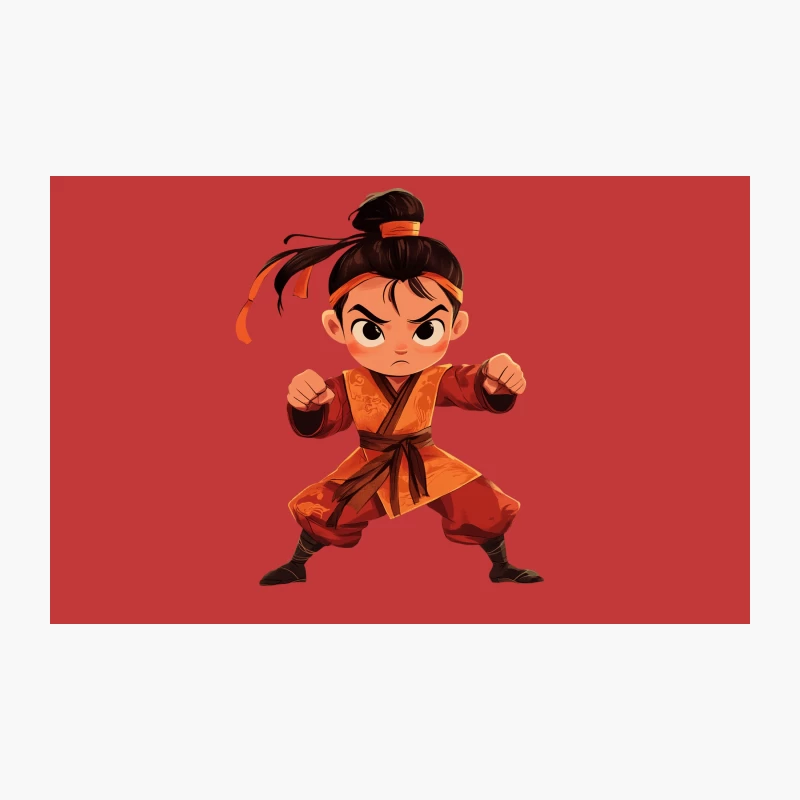 Young Martial Artist: Animated Character in Orange Attire Travel Mug