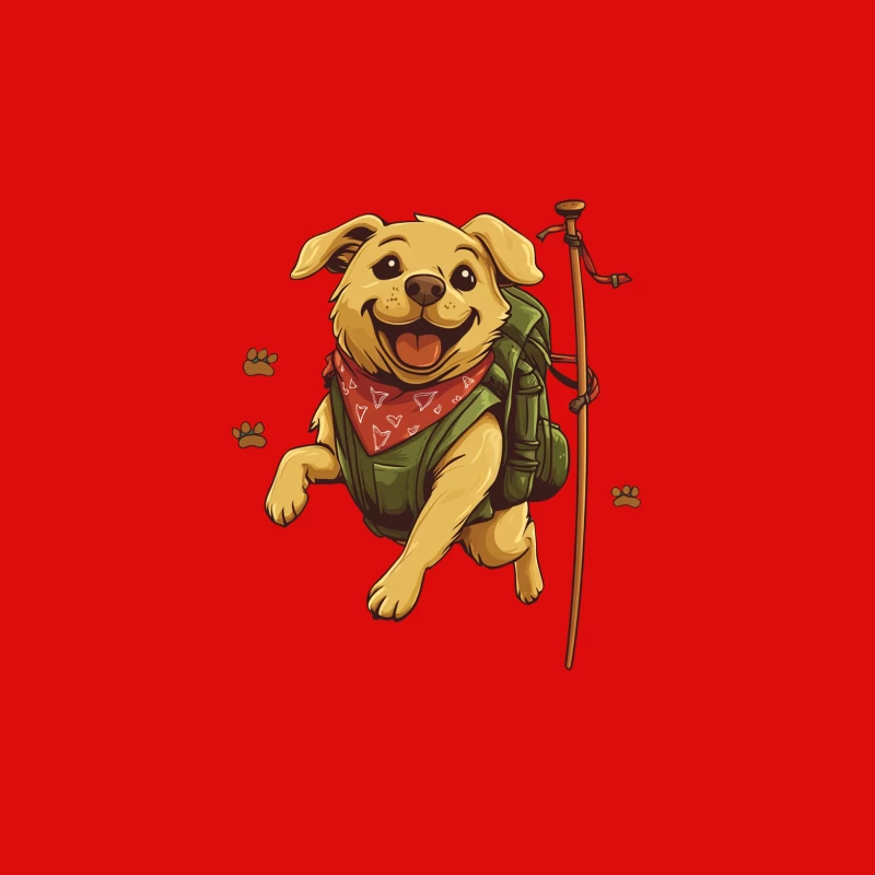 Happy Cartoon Dog Ready for Hiking Adventure Male Tank Top
