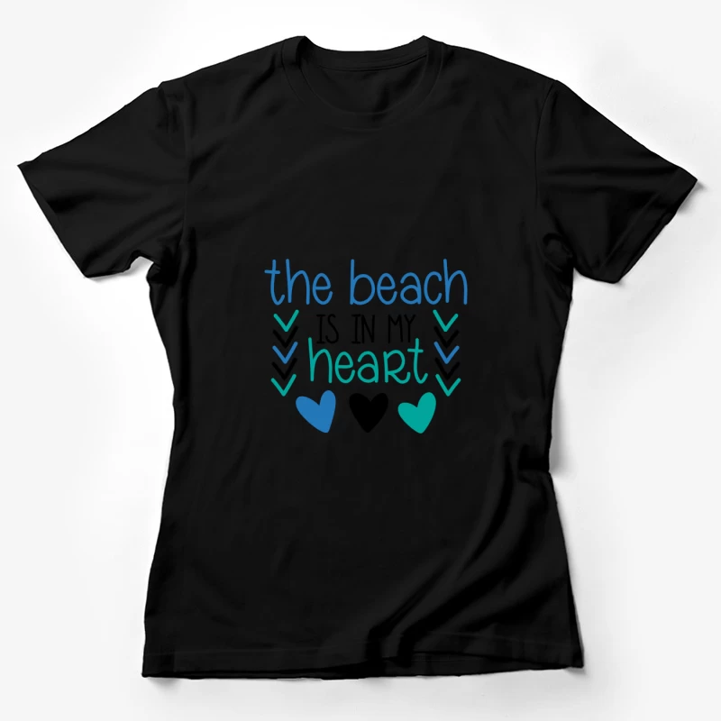 Design de plage moderne avec cœurs Femme T-Shirt