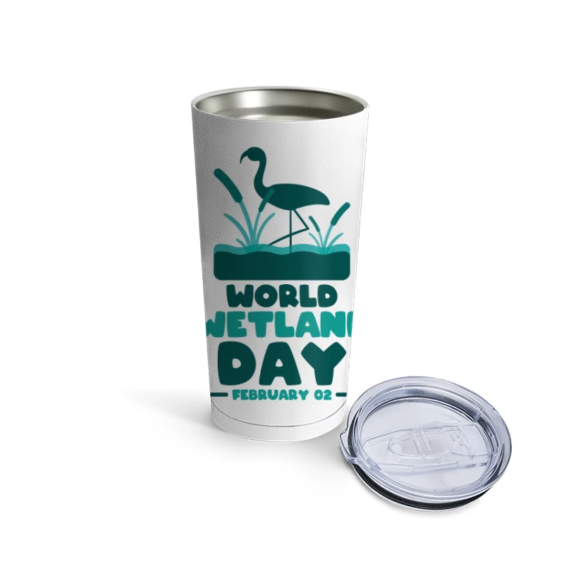 Celebrate World Wetland Day – Vibrant Flamingo Design Travel Mug