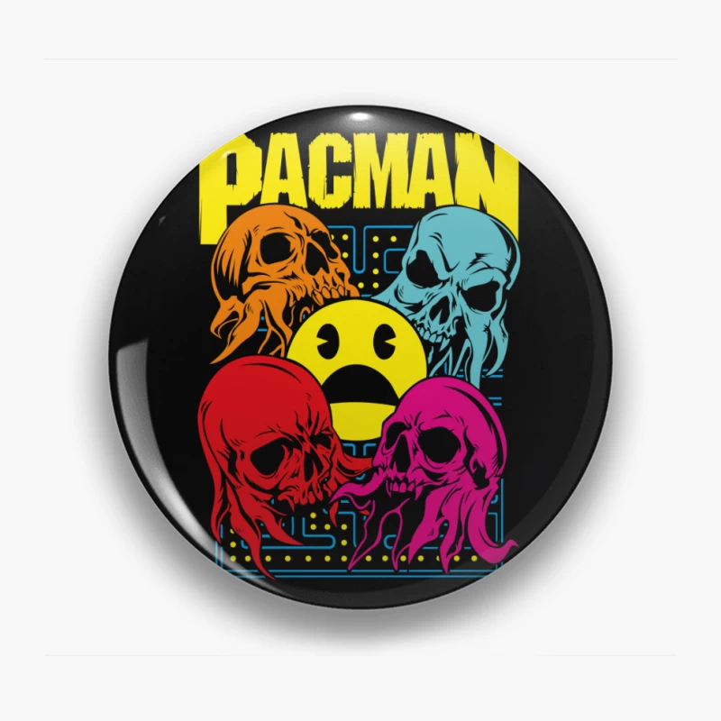 Pac-Man Skull Design Pin