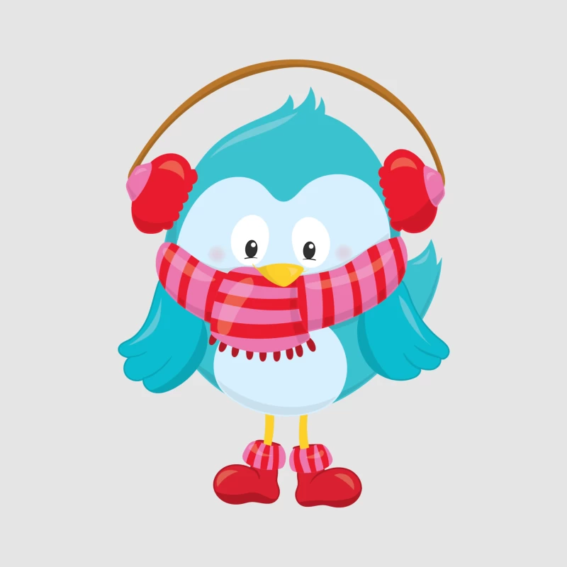 Oiseau en Hiver avec Cache-Oreilles Femme Sweat à capuche