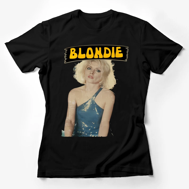 Vintage Blondie Band Promotional Portrait in Blue Dress Female T-Shirt