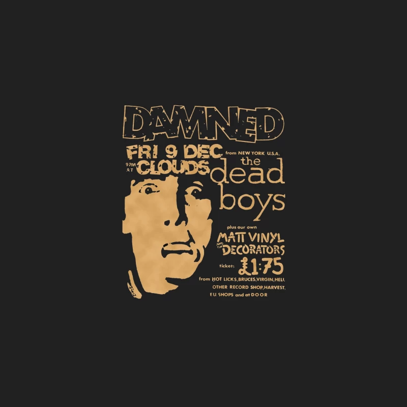 Vintage Concert Poster for The Damned with Clouds and Dead Boys - December 9th Bucket Hat