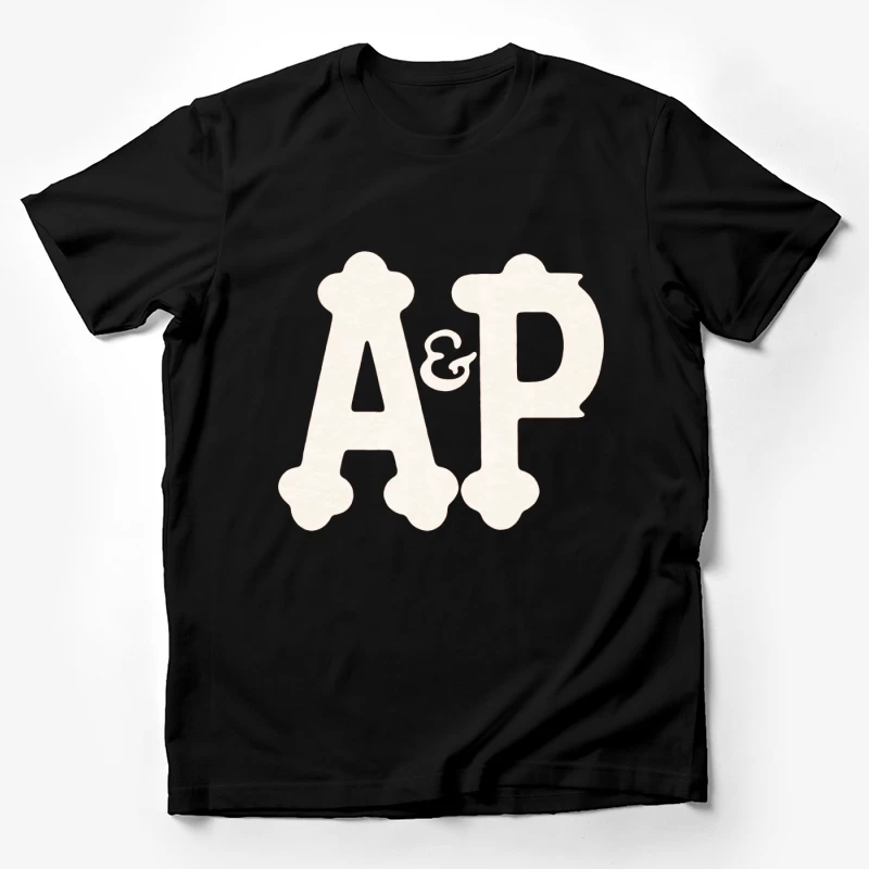 Decorative White AP Letters with Ampersand Male T-Shirt