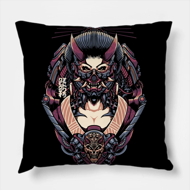 Cyberpunk Samurai Robotic Fantasy Art Throw Pillow