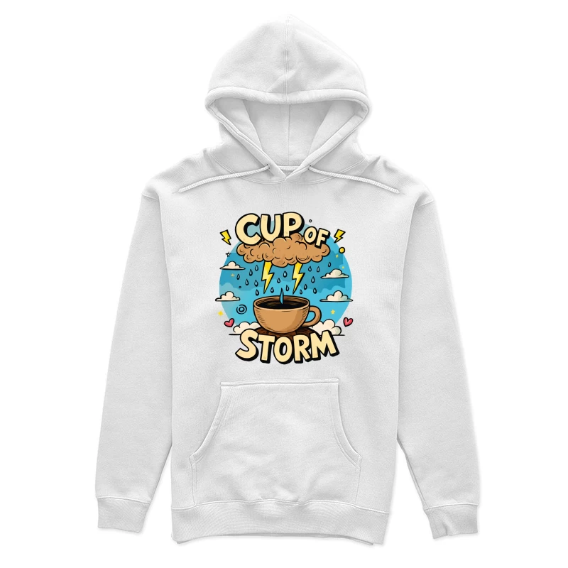Cup of Storm – Whimsical Pixel Art with Lightning Charm! Female Pullover Hoodie