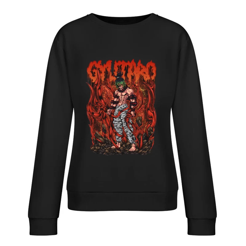 Dämonenkrieger mit Flammen Damen Pullover Sweatshirt