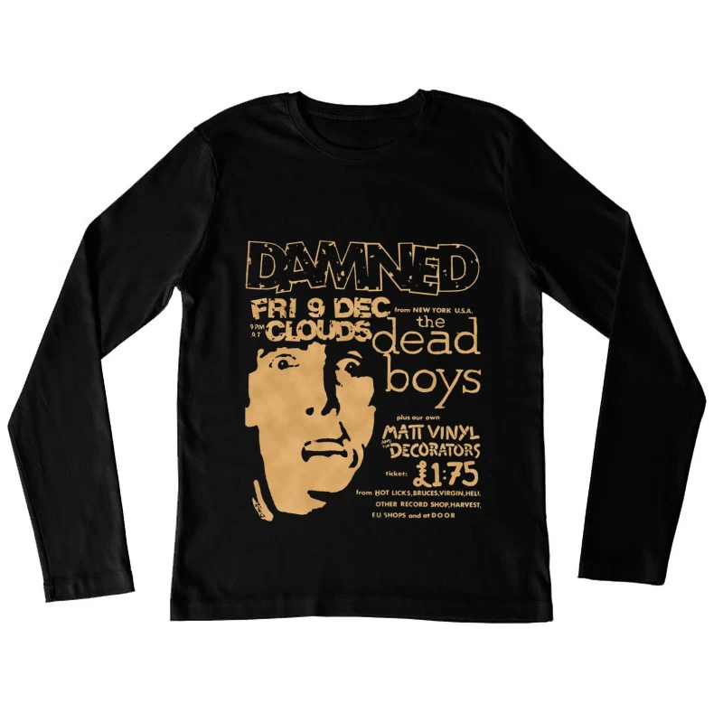 Vintage Concert Poster for The Damned with Clouds and Dead Boys - December 9th Female Long Sleeve T-Shirt