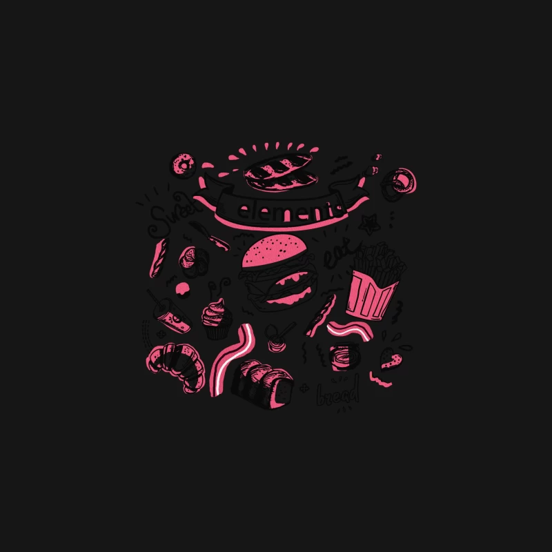 Fast Food und Süßigkeiten Illustration Herren Langarm T-Shirt