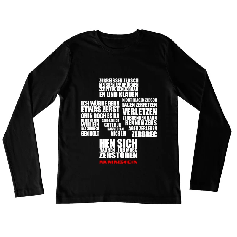 Rammstein Typography Art with German Text on White Background Female Long Sleeve T-Shirt