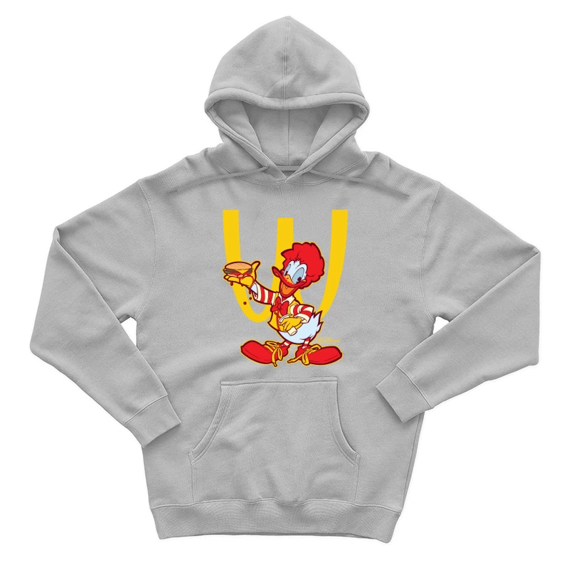 Cartoon Fast Food Character Holding a Burger Male Pullover Hoodie