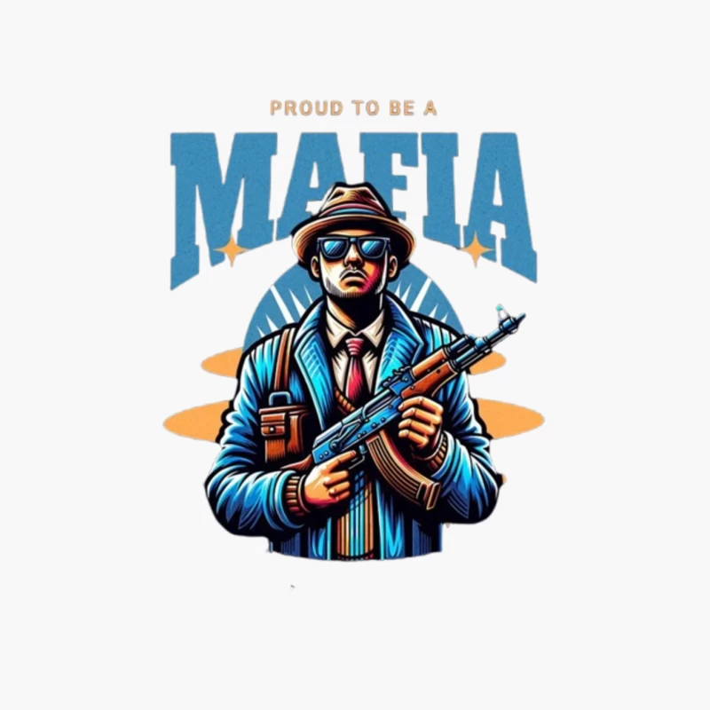 Vintage-Style Mafia Gangster Illustration with Weapon Cotton Tote Bag