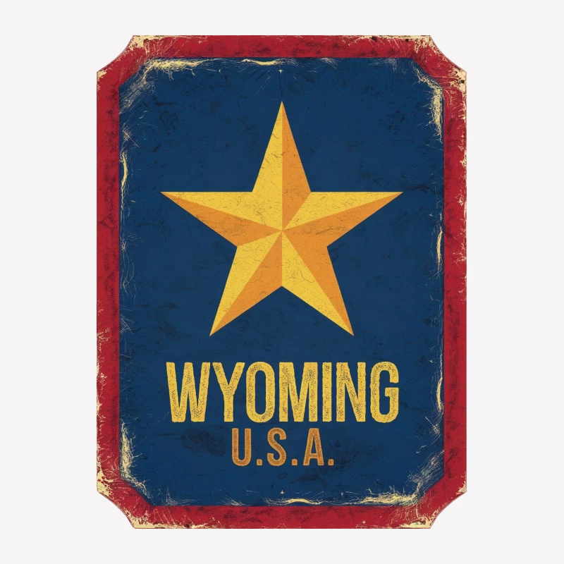 Vintage Wyoming USA Star Emblem Sign Female T-Shirt