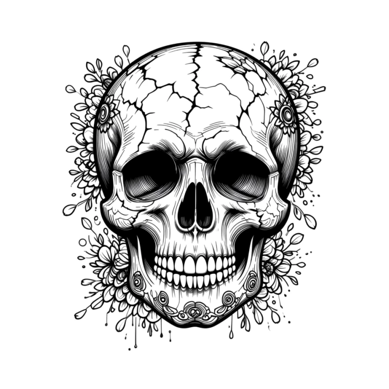 Decorative Skull Illustration Pin
