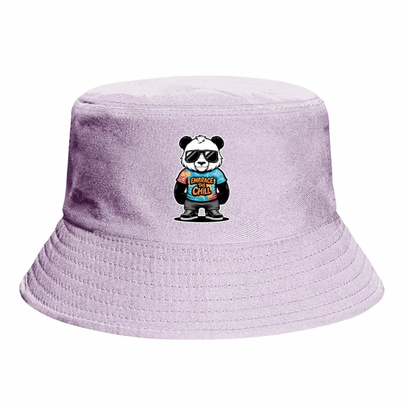Cool Cartoon Panda in Tie-Dye "Embrace the Chill" Streetwear Bucket Hat