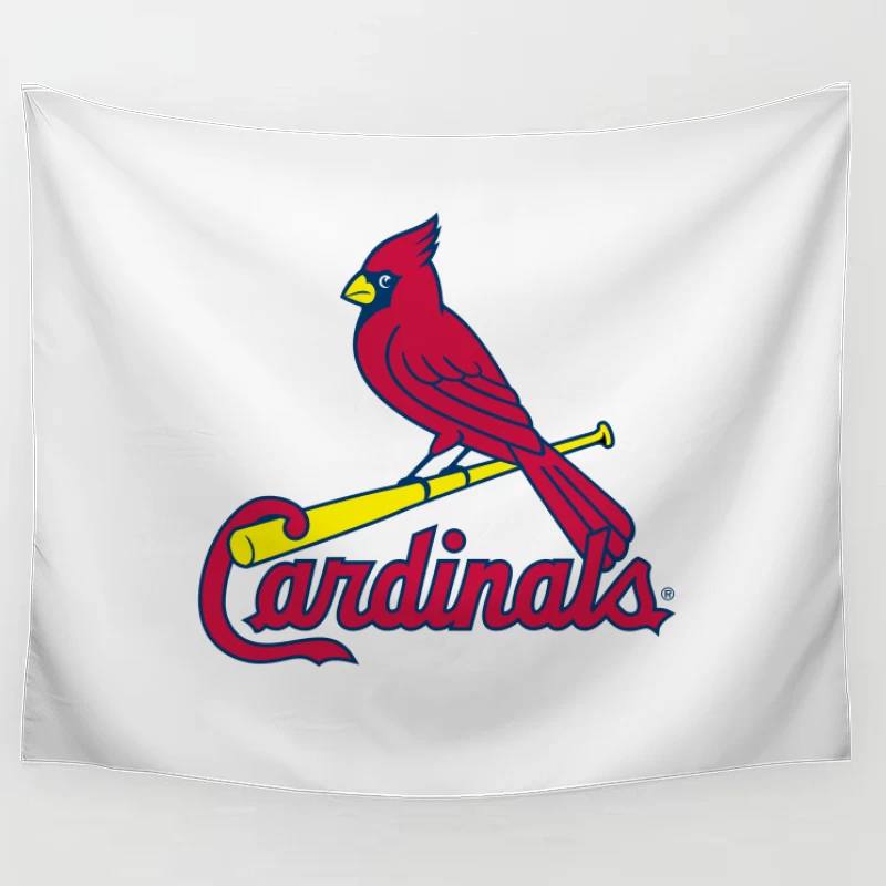 St. Louis Cardinals MLB Team Logo with Red Cardinal Mascot Tapestry