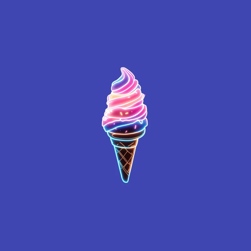 Neon Glowing Swirled Ice Cream Cone Bucket Hat
