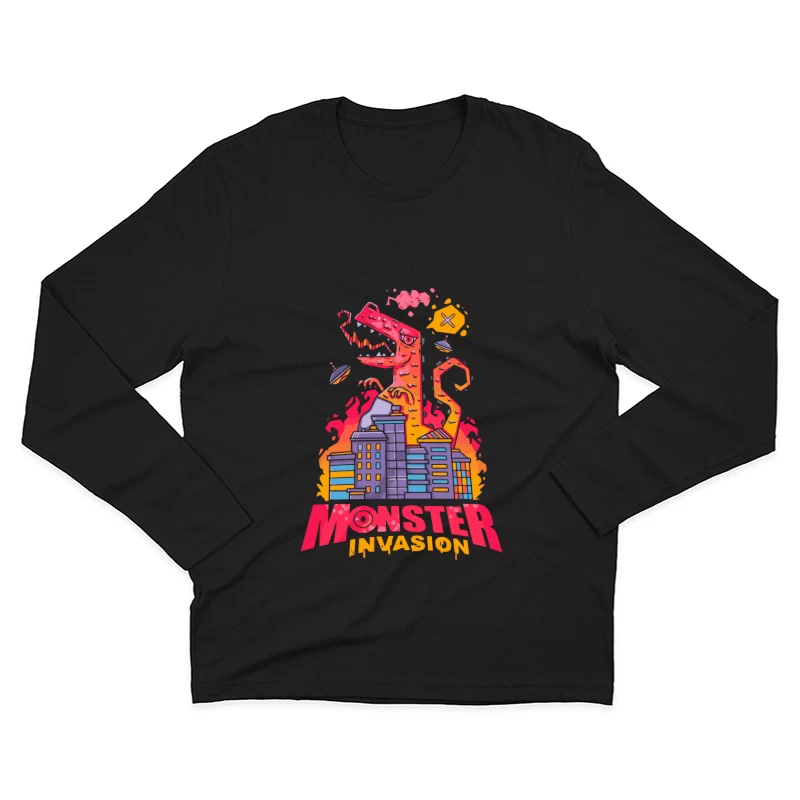 Monster Invasion: A Colorful Cartoon Illustration Male Long Sleeve T-Shirt