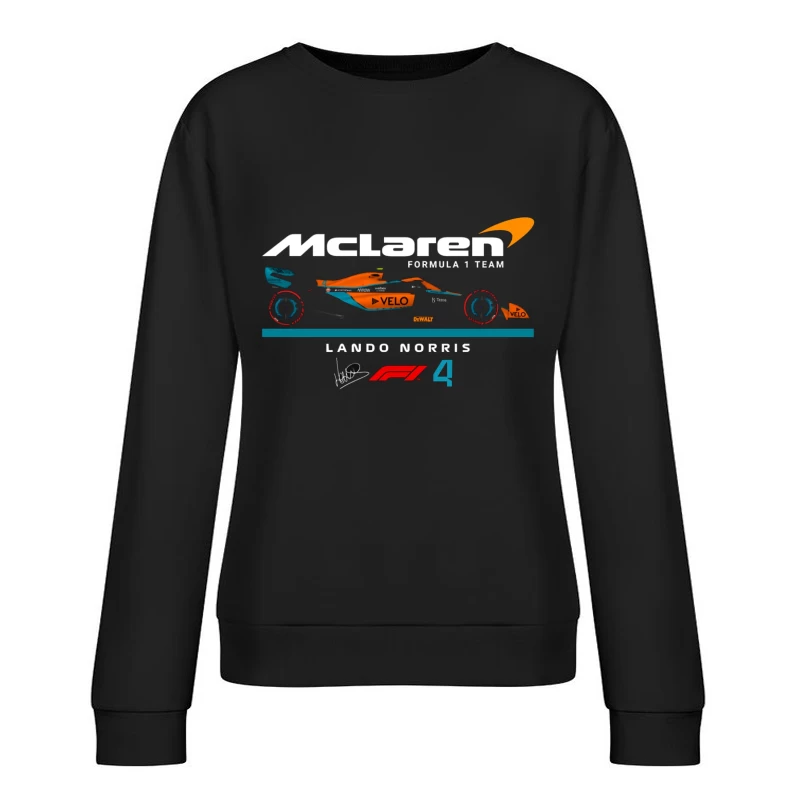 McLaren Formula 1 Racing Car #4 with Gulf-Inspired Livery Female Pullover Sweatshirt