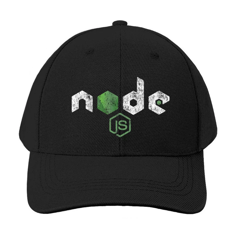 Node.js Programming Technology Logo with Distressed Effect Baseball Cap