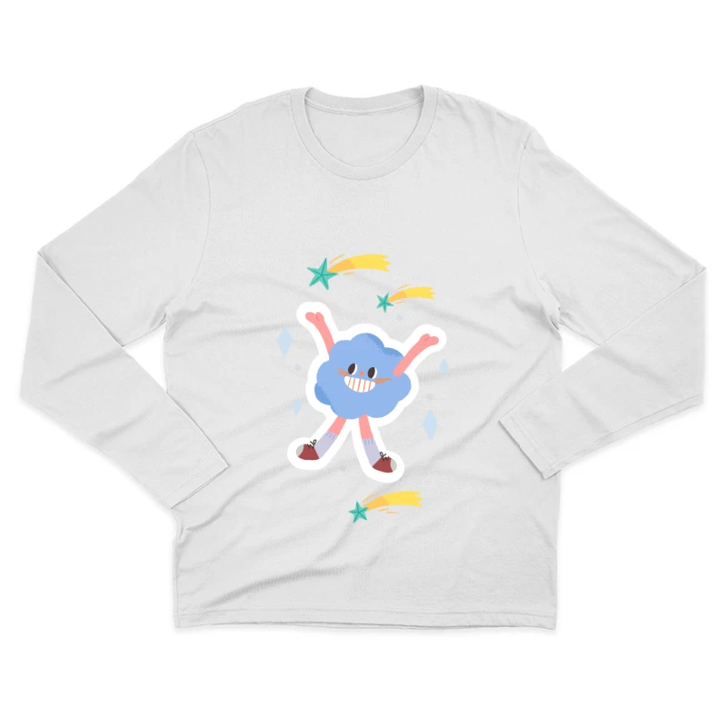 Springende Wolke mit Sternen Herren Langarm T-Shirt
