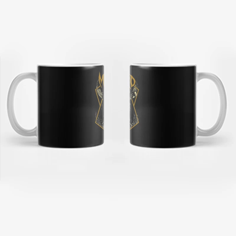 Minimalist Gold Gothic Logo with Bearded Figure Design Coffee Mug