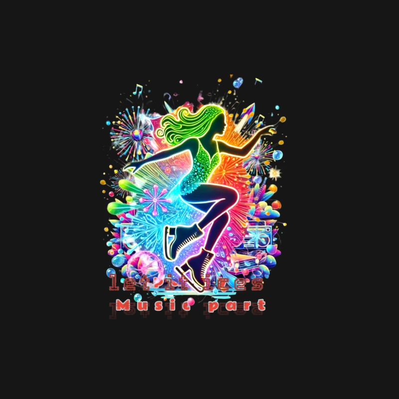 Neon ice skater girl Silhouette with Retro Music Vibes Male Long Sleeve T-Shirt