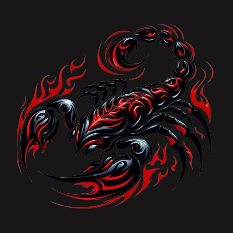 Stylized Scorpion with Flames Throw Pillow