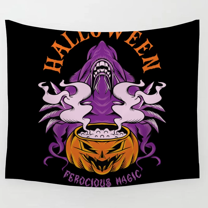 Halloween Ferocious Magic Design Tapestry