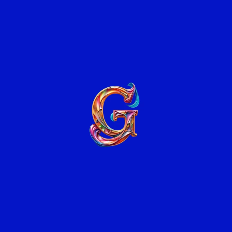 Colorful 3D Typography: Decorative Letter G with Swirling Gradient Pattern Coffee Mug