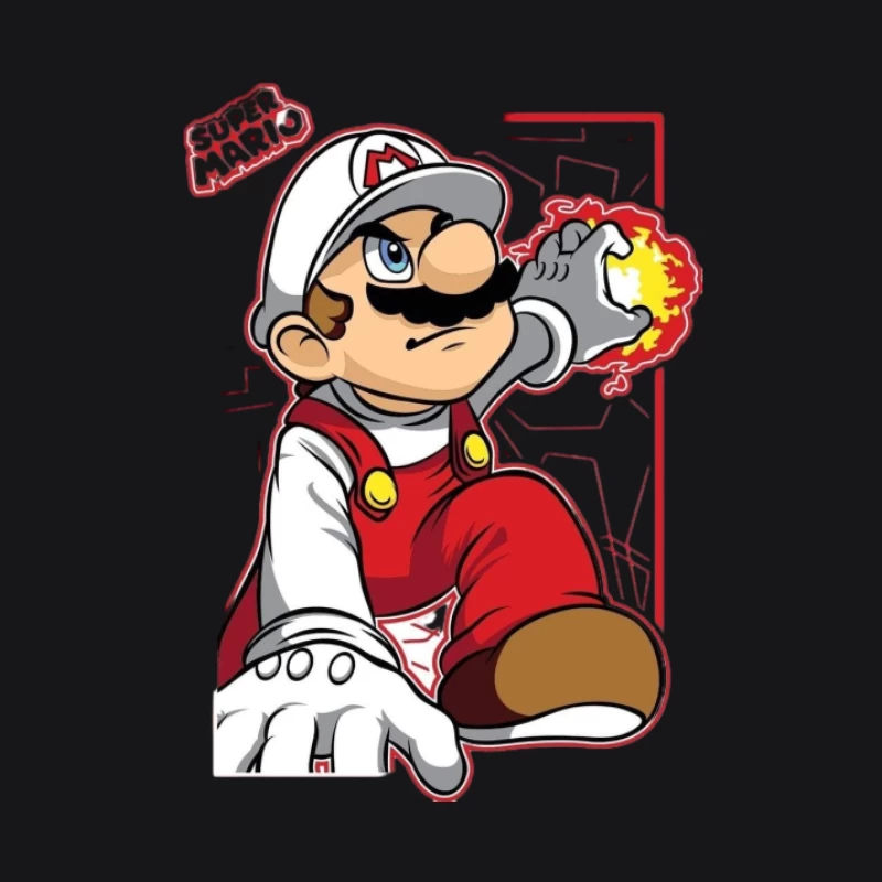 Feuer Mario in Aktion Herren Pullover Hoodie