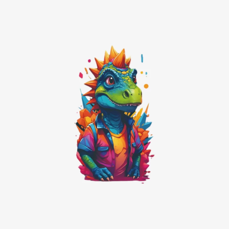 Bunter Dinosaurier mit Hemd Herren Langarm T-Shirt