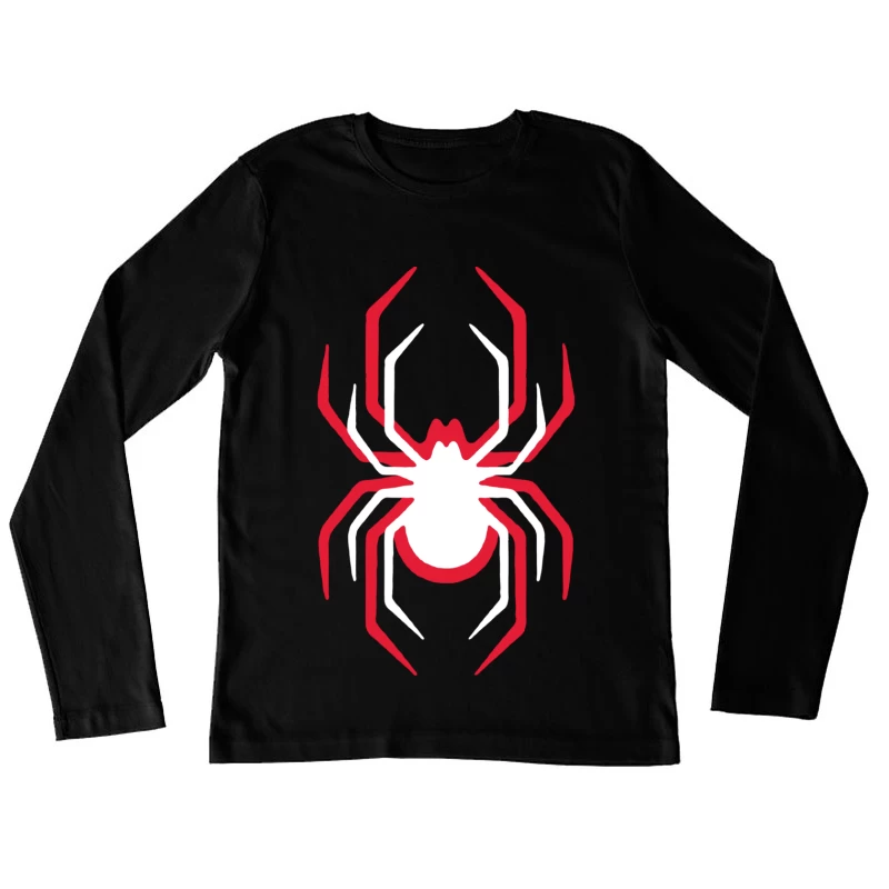 Weißes und rotes Spinnensymbol Damen Langarm T-Shirt