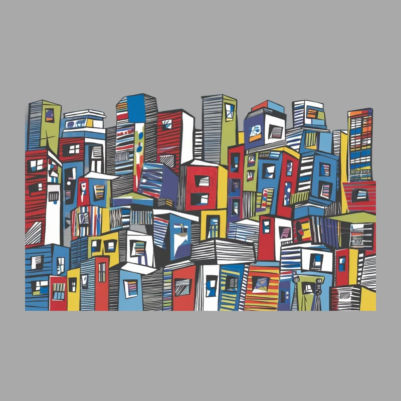 Abstract Colorful Urban Cityscape with Geometric Buildings Female Pullover Hoodie