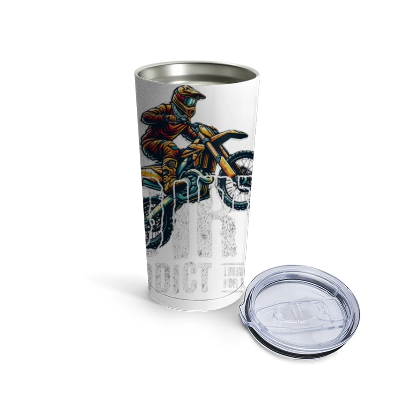 Dynamic Motocross Rider Illustration in Action Travel Mug