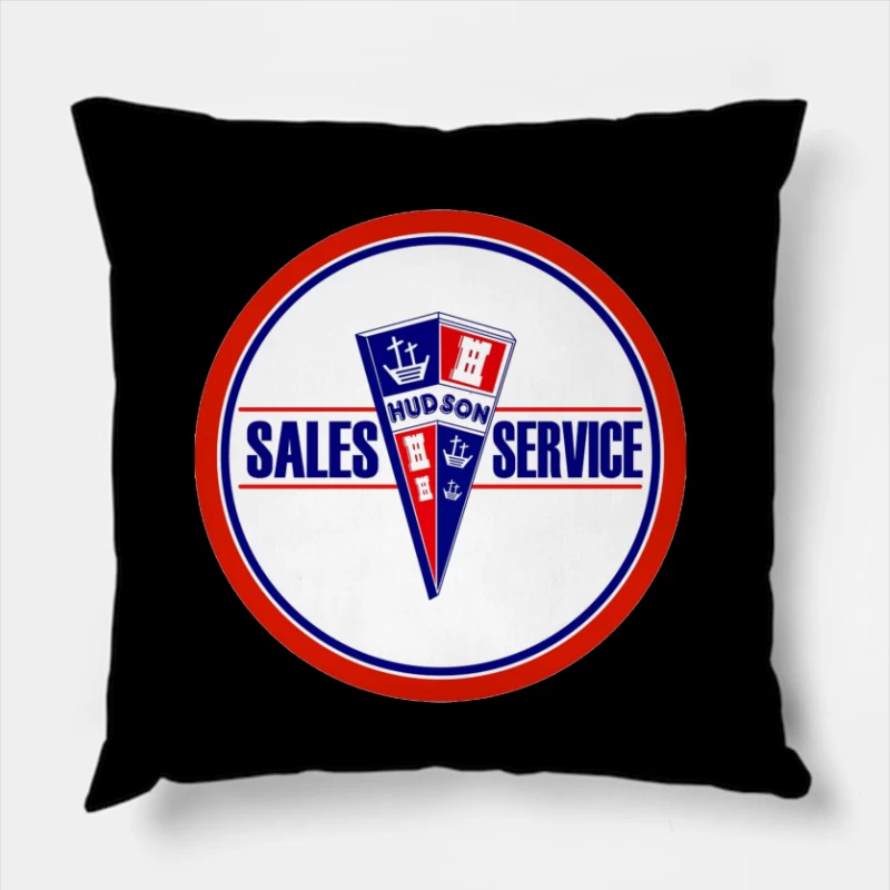 Vintage Hudson Automotive Sales & Service Dealership Logo Throw Pillow