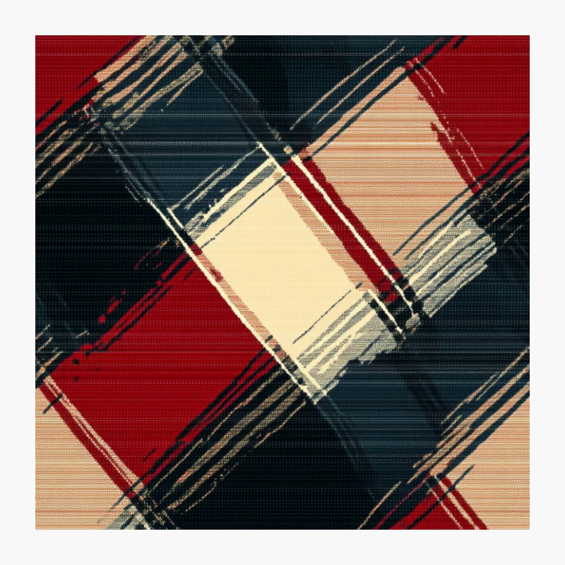 Geometric Plaid Textile Pattern in Red, Blue, and Beige Pin