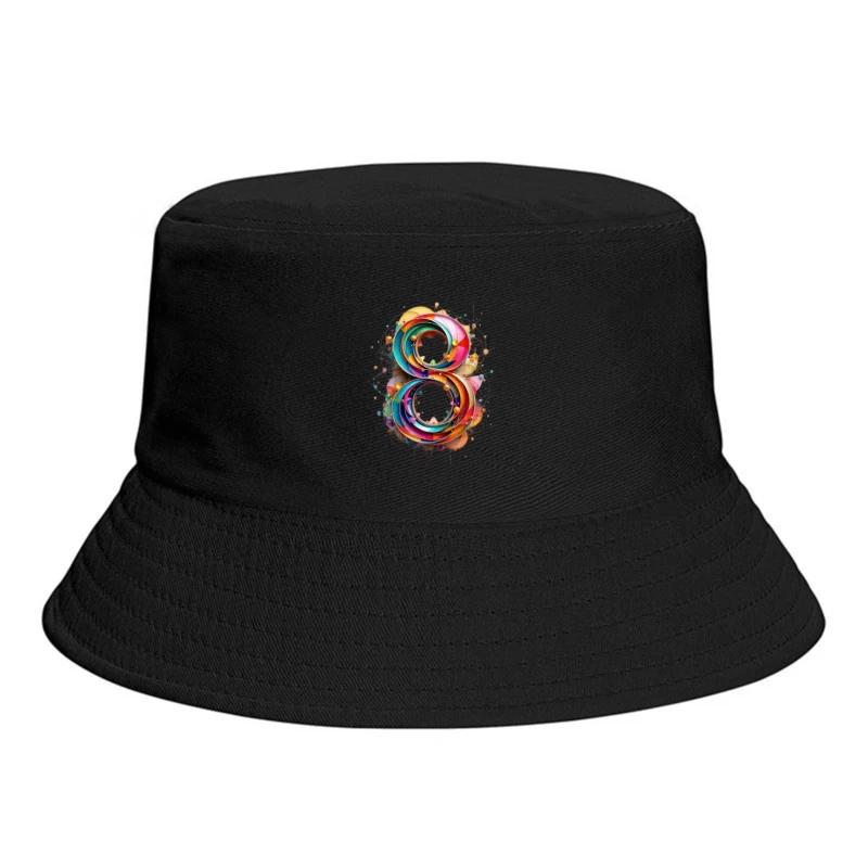 Abstract Colorful Number 8 Digital Art Design Bucket Hat