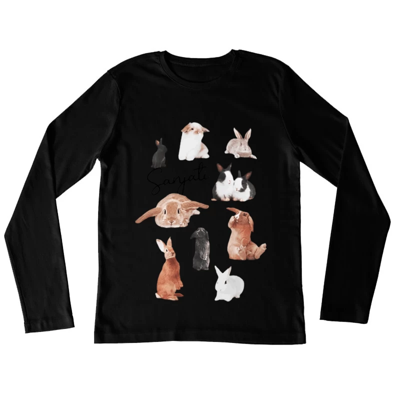 Verschiedene Kaninchen Posieren Damen Langarm T-Shirt