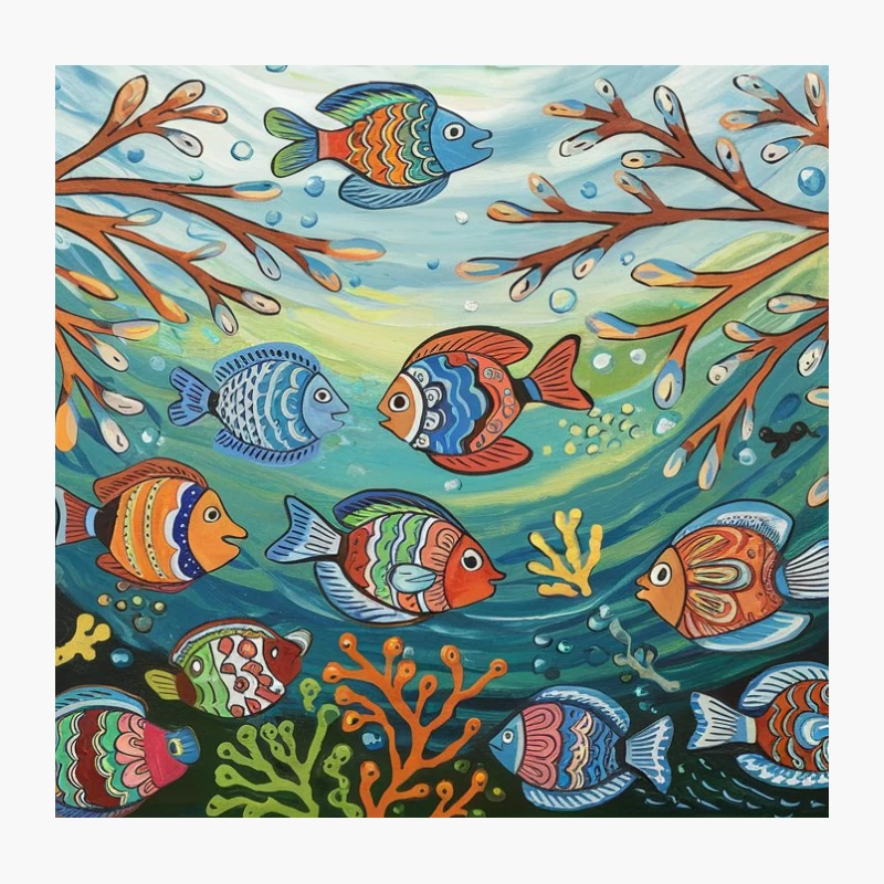 Vibrant Underwater Coral Reef with Tropical Fish Throw Pillow